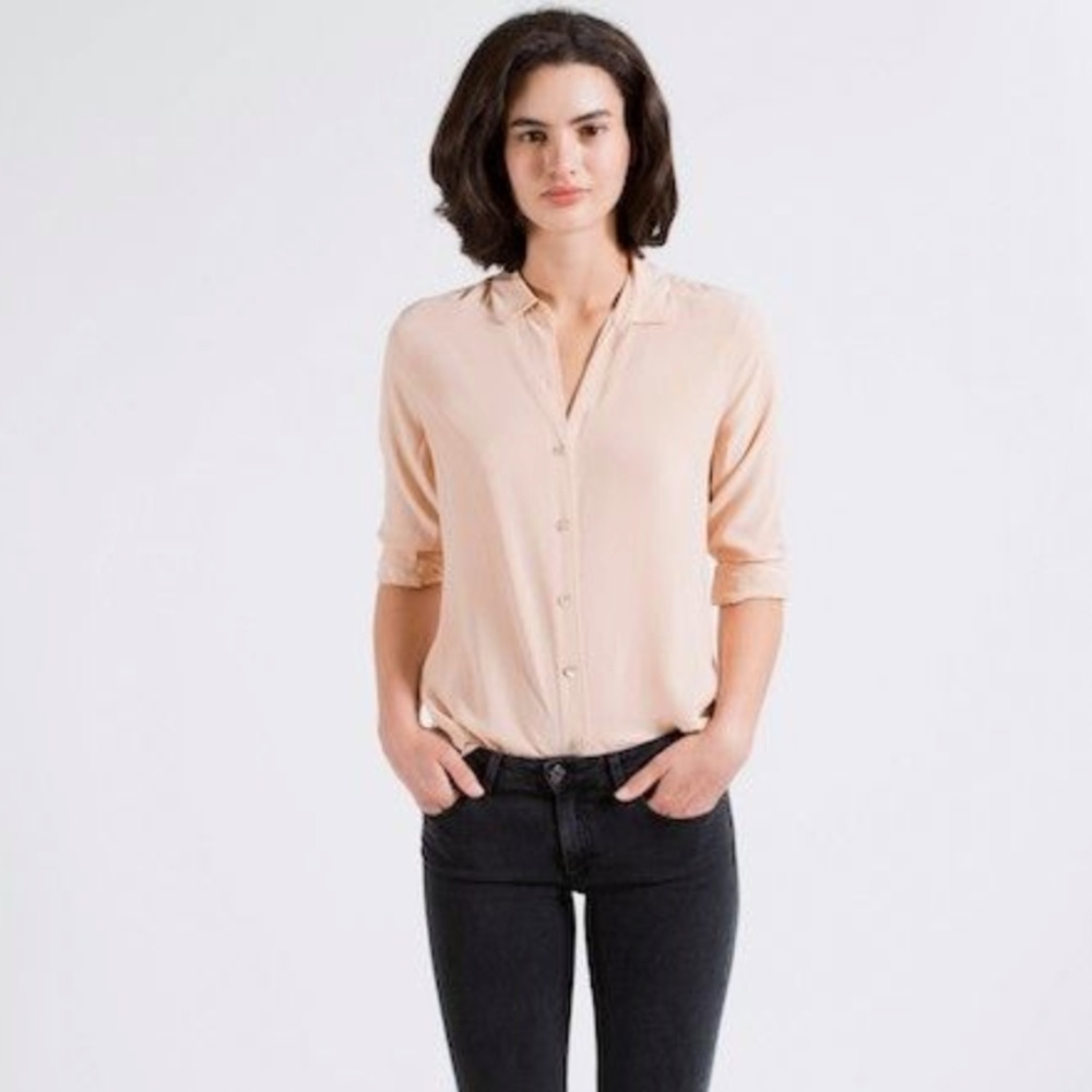 Everlane silk rounded collar top