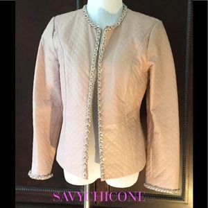 🌸BEAUTIFUL LEATHER BLAZER W/CHAIN DETAIL