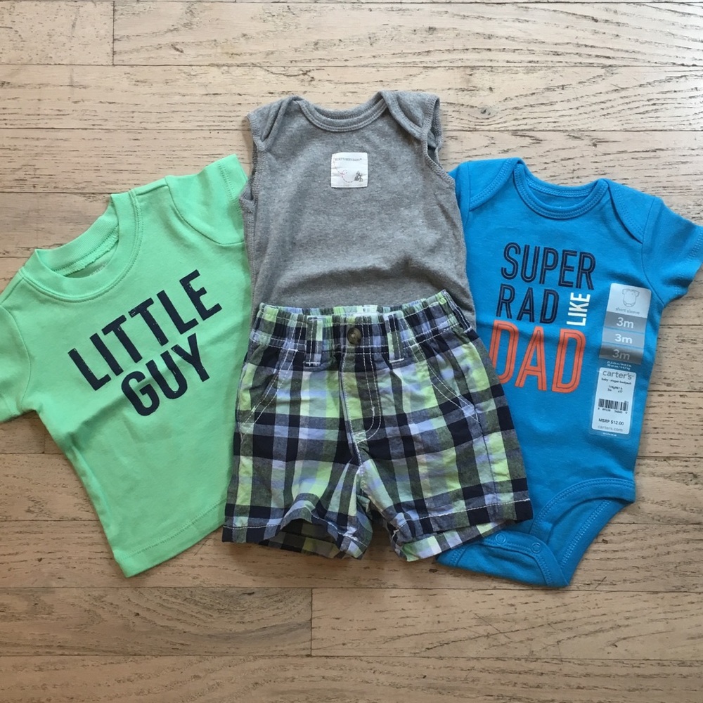 4 piece summer shirt and onesie outfit