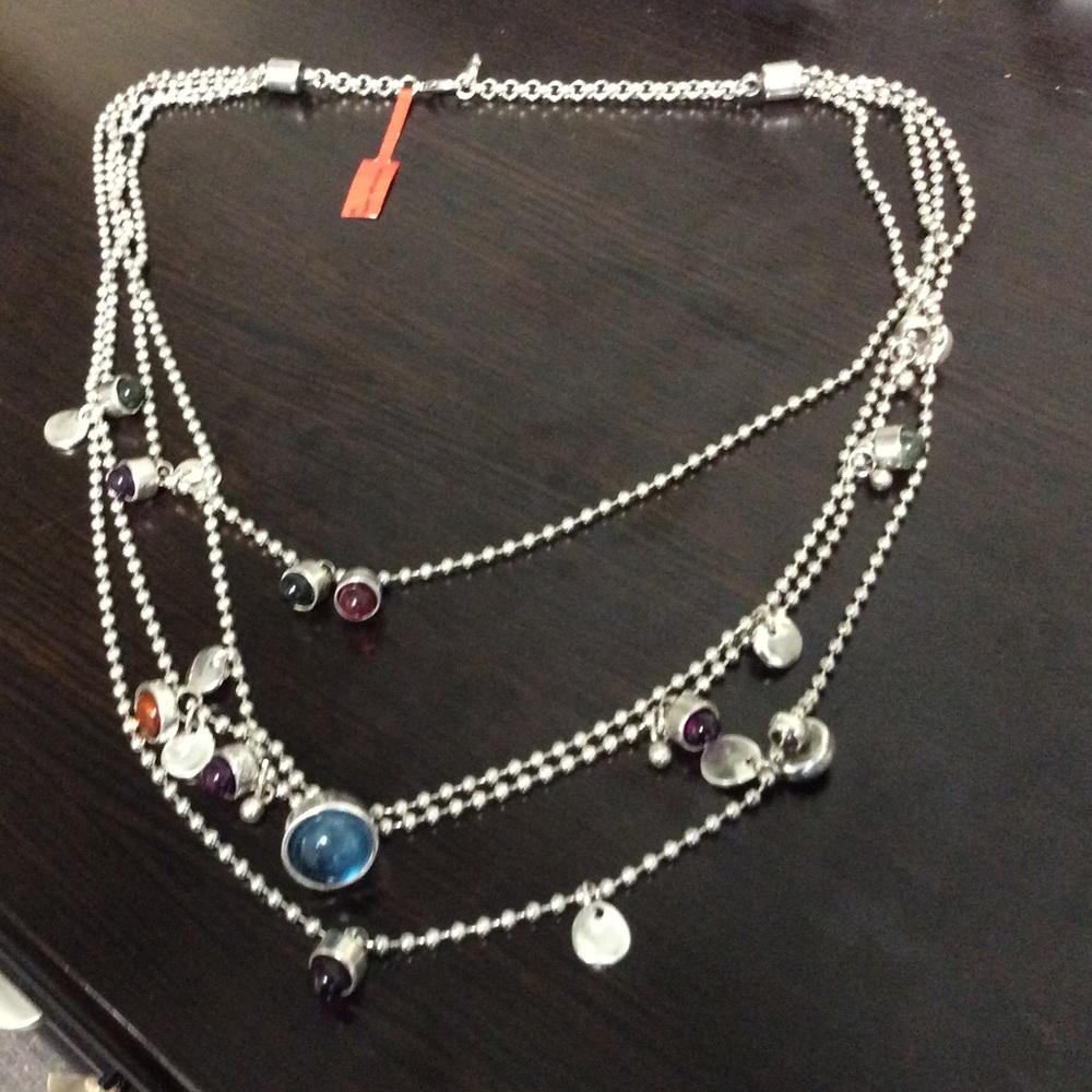 Uno De 50 Multi Color layered statement necklace.