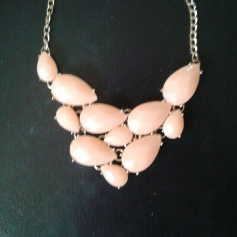 Vintage peach teardrop statement piece necklace