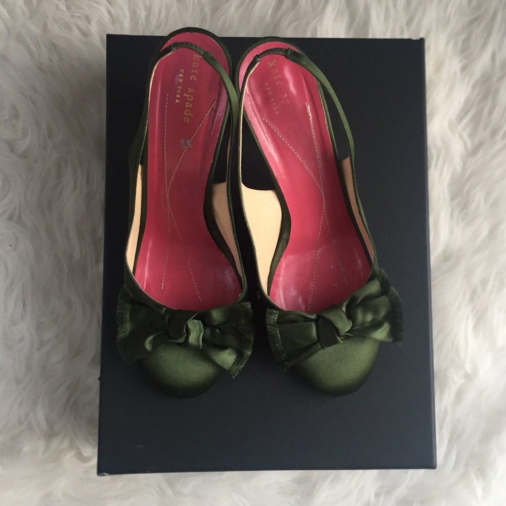 Kate Spade Sz10 emerald green satin sling back