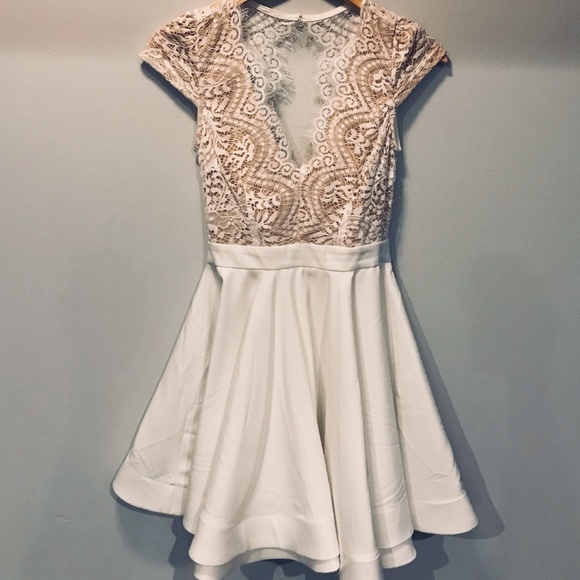 White Flared Lace Cocktail Dress - Picture 5 of 5