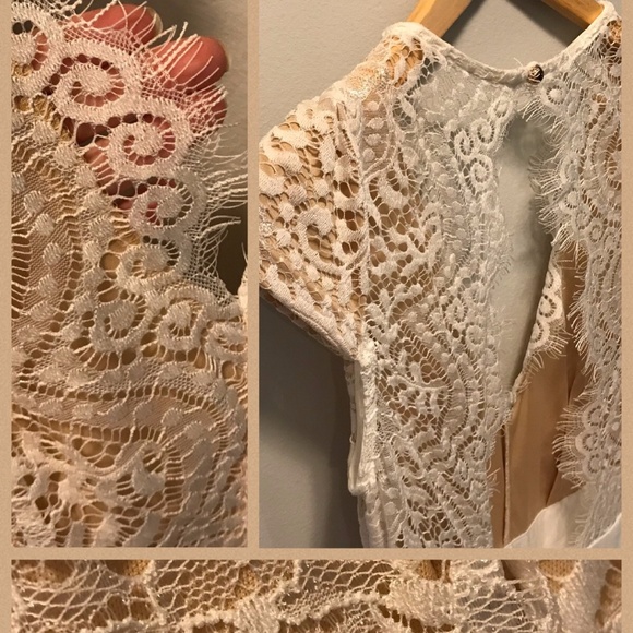 White Flared Lace Cocktail Dress - Picture 3 of 5