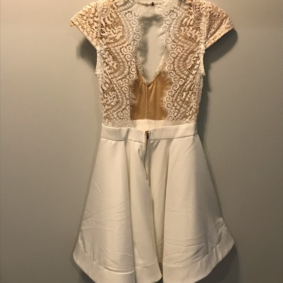 White Flared Lace Cocktail Dress - Picture 4 of 5