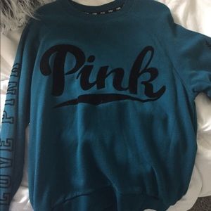 PINK Dark Teal Crewneck Pullover