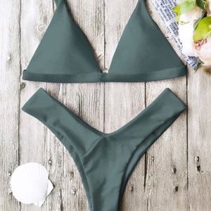 Spaghetti strap thong bikini set