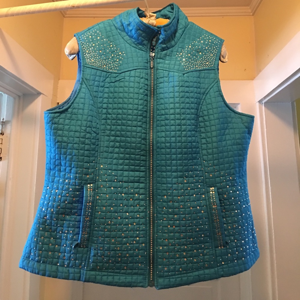Bling vest aqua blue XL quilted fabric
