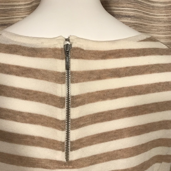 Loft Striped Cream and Brown Long Sleeve Sweater - Picture 4 of 5