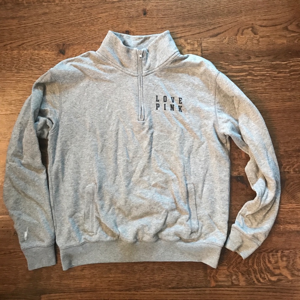 Half zip pink pullover hoodie