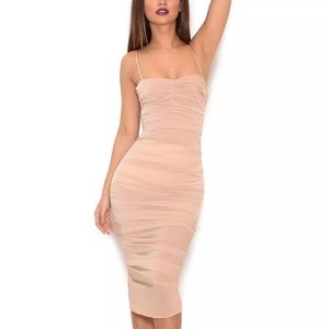 House of CB nude ruched dress