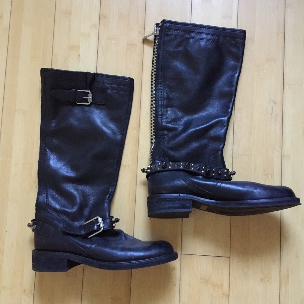 Sam Edelman Studded Tall Moto boots EUC!