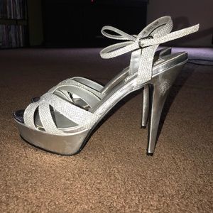 Silver high heels