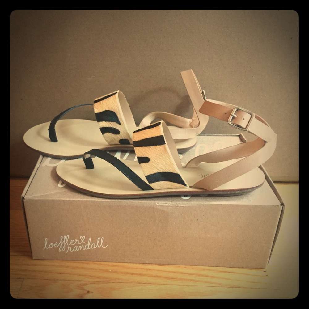 Lowffler Randall zebra leather sandals. BRAND NEW