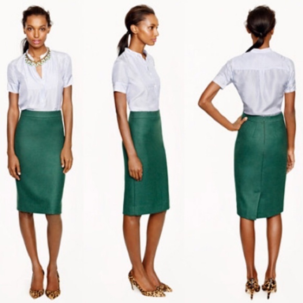Green Cotton Pencil Skirt