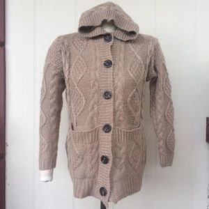 Chunky knit tan cardigan