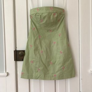 Vintage J. Crew Gingham Flamingo Strapless Dress