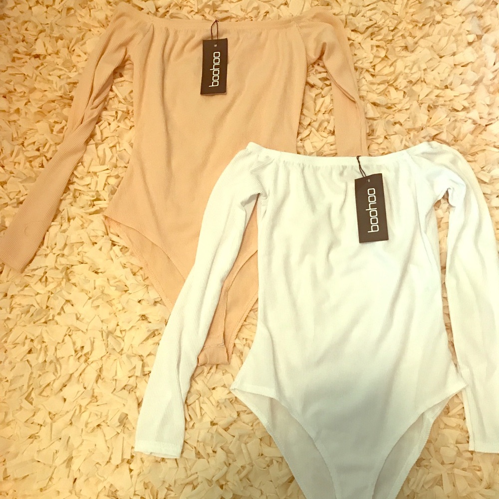 Boohoo off the shoulder body suits