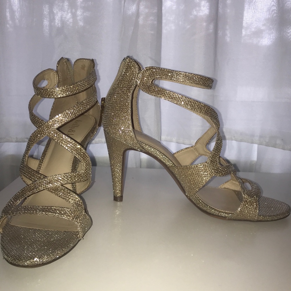Gold high heels