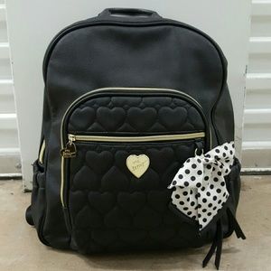 Betsey Johnson faux black leather backpack