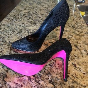 Black jeweled heels size 9