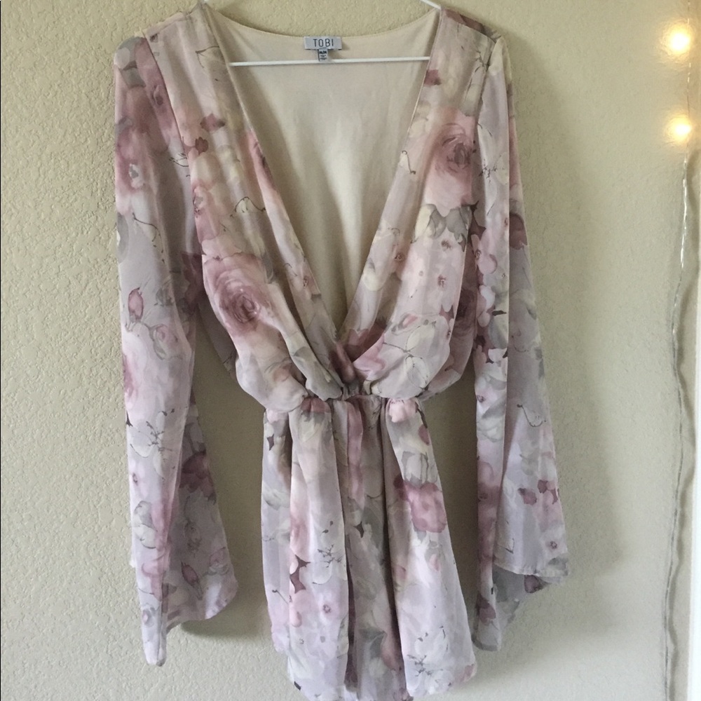 Tobi surplice floral romper