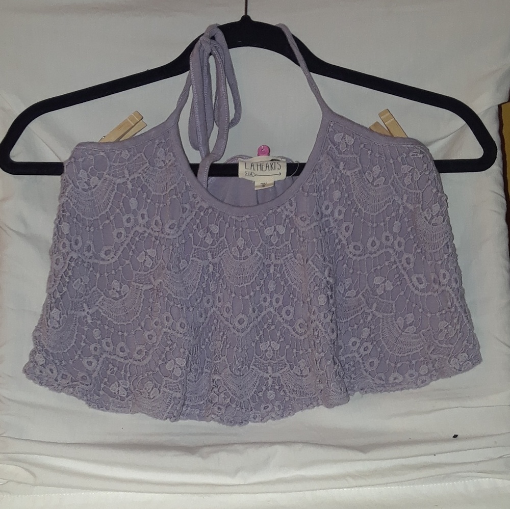 Crop-top halter lavender size small
