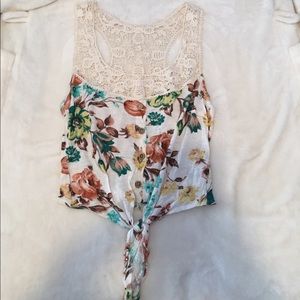 Floral crochet tank top