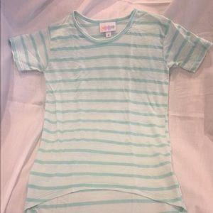 Size 4 Girls LuLaRoe Gracie top Mint Stripe EUC