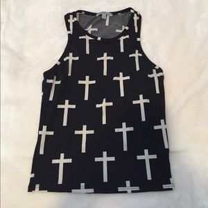 B&W cross crop top