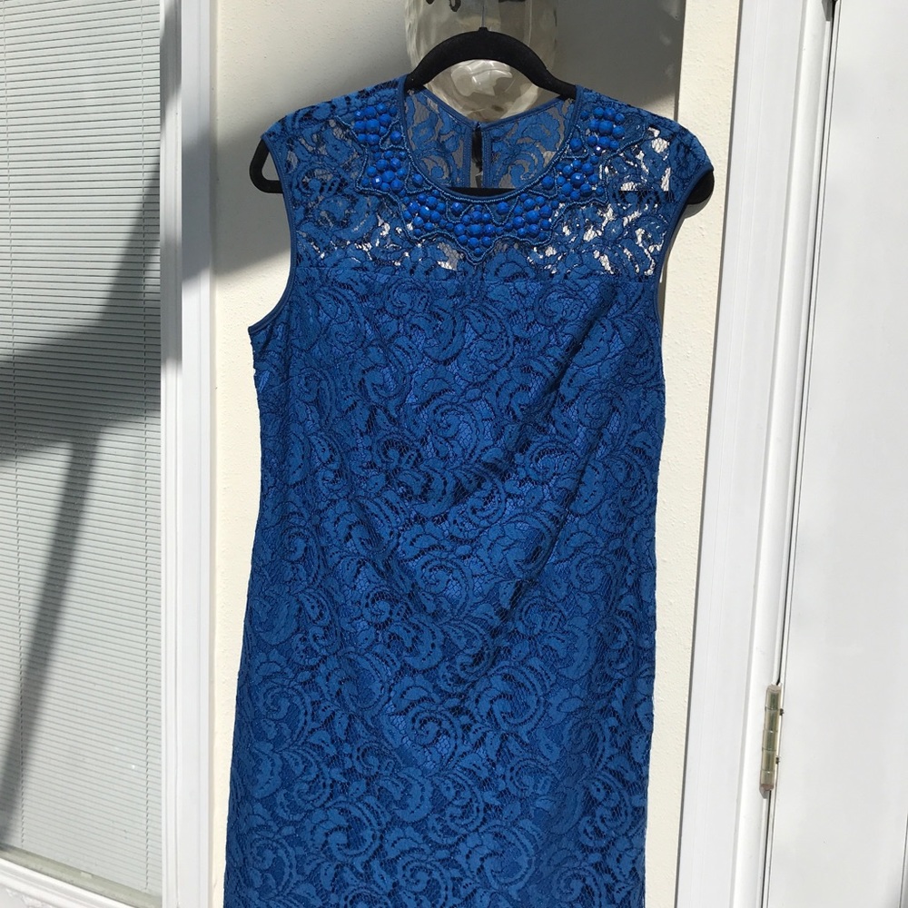 Adrianna Papell Blue Lace Dress