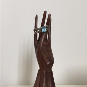 Genuine Swiss Blue Topaz & Silver Ring 💎 Sz 7