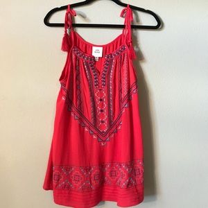 Crimson Tank w/ Embroidery Details - M - NWOT