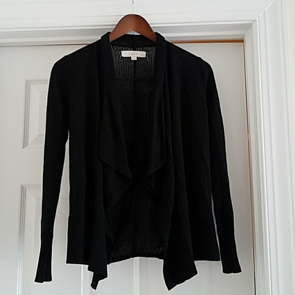 LOFT Black waterfall sweater/cardigan  (XSP)