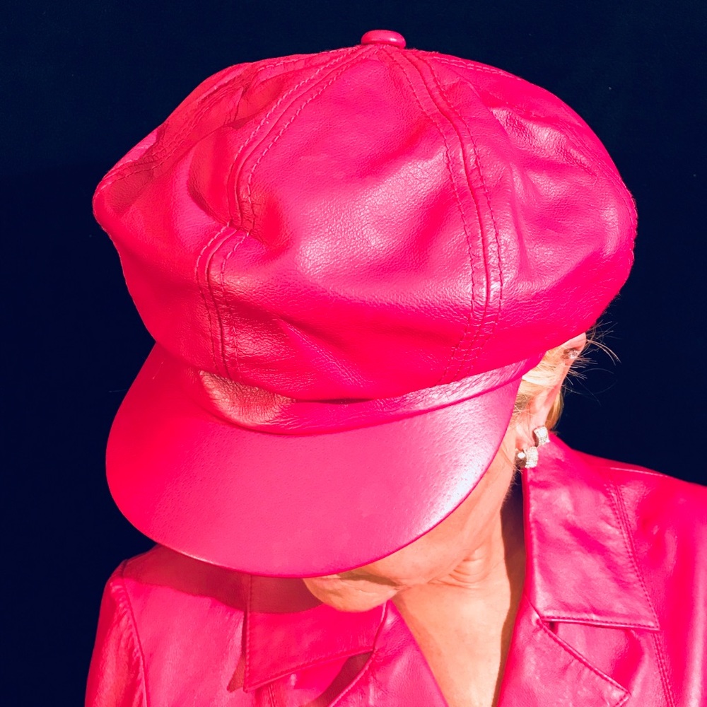 Pretty in Bright Pink Leather Cap