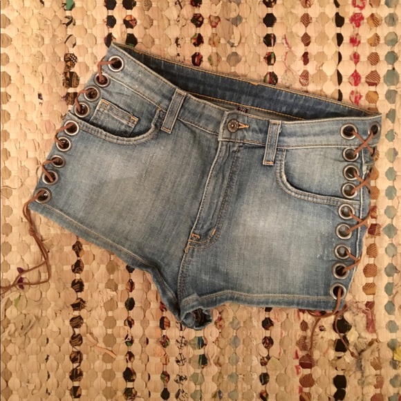 LF Carmar Cutout Lace Up Denim Shorts - Picture 3 of 8