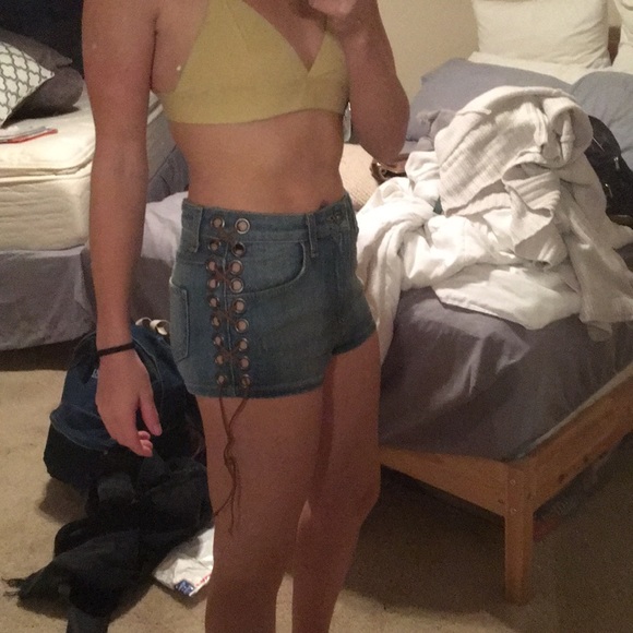 LF Carmar Cutout Lace Up Denim Shorts - Picture 5 of 8