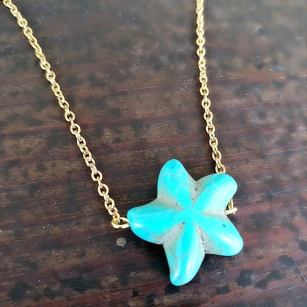 Dainty 18k gold plated and  turquoise necklace