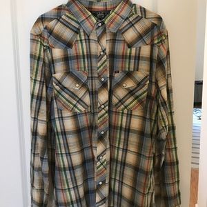 Salt Valley Western plaid button down - L
