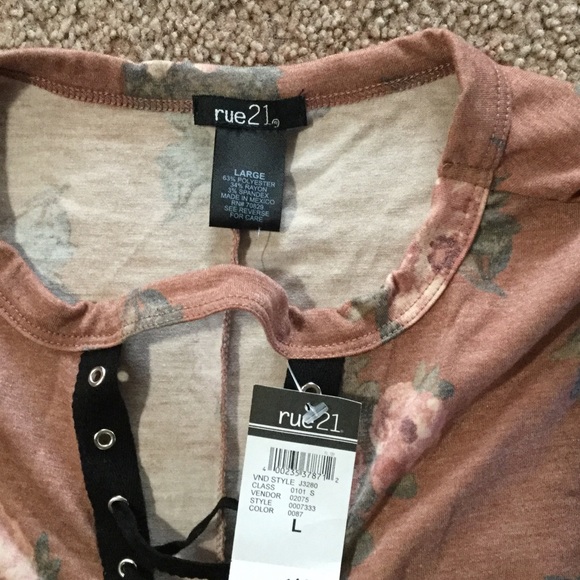 Rue 21 burnt orange floral vintage lace up dress - Picture 2 of 2