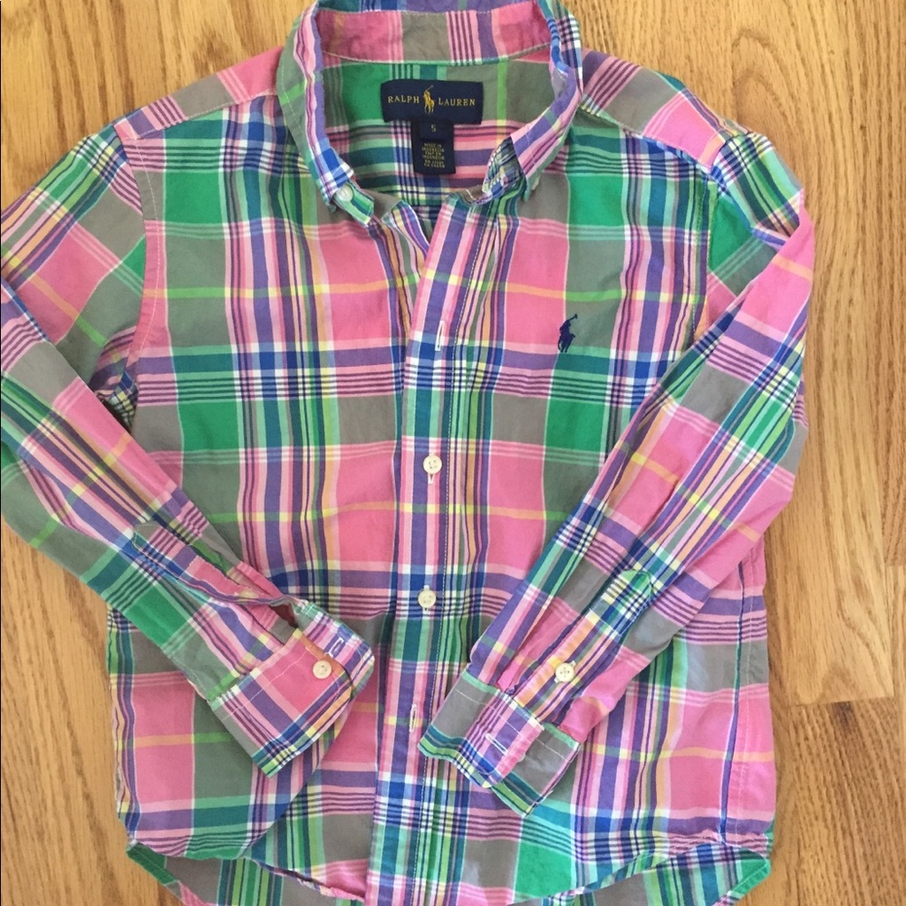 Ralph Lauren Boys Size 5 Plaid Long Sleeve Button
