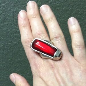 Uno De 50 Red Resin Statement Ring