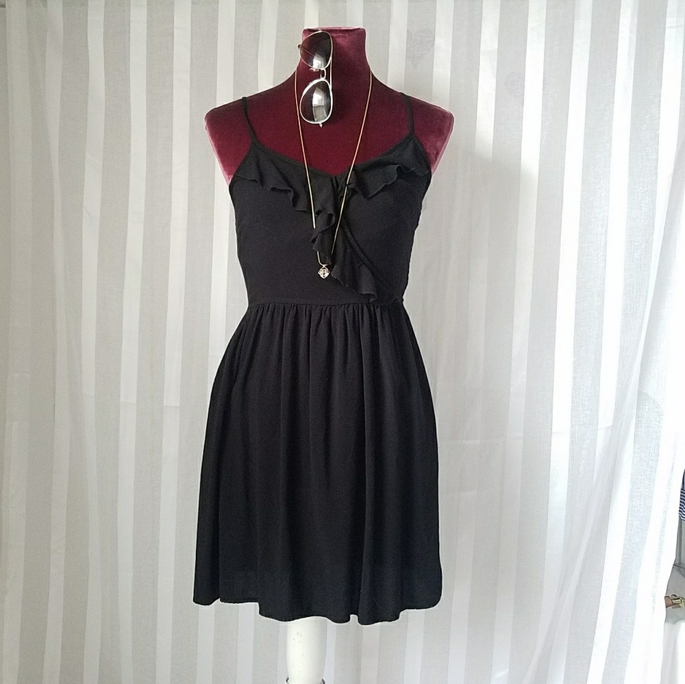 Ruffle Trim black dress