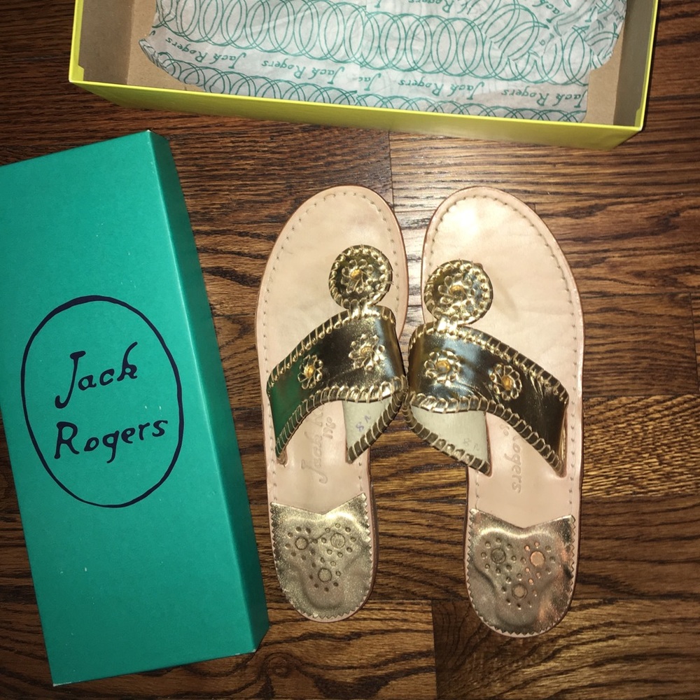 Jack Rodgers Gold Hamptons Flat Sandal