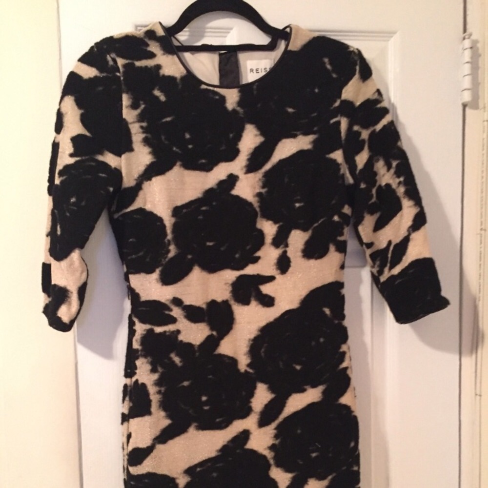 Reiss Black and Gold floral cocktail dress