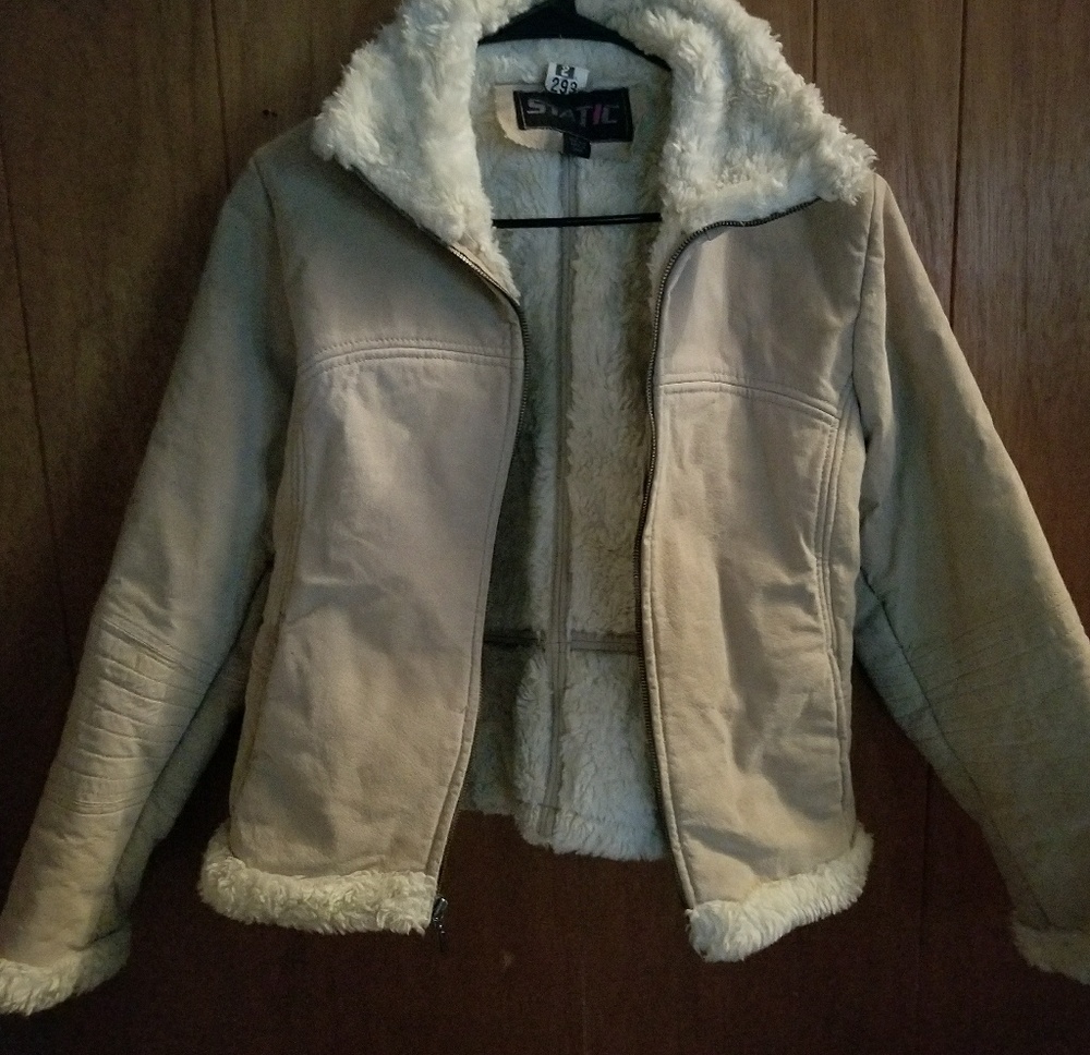 Genuine leather and faux fur jacket