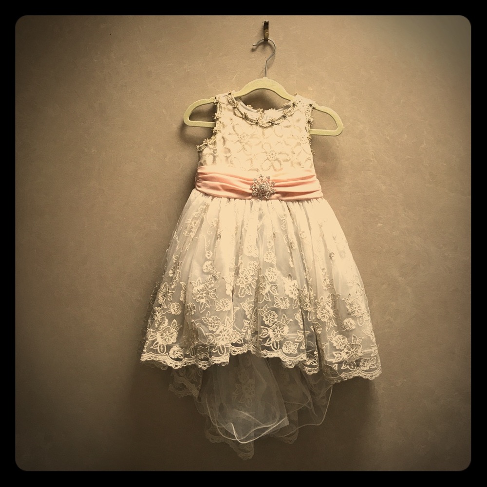 Girls Embroidered Hi Lo Dress