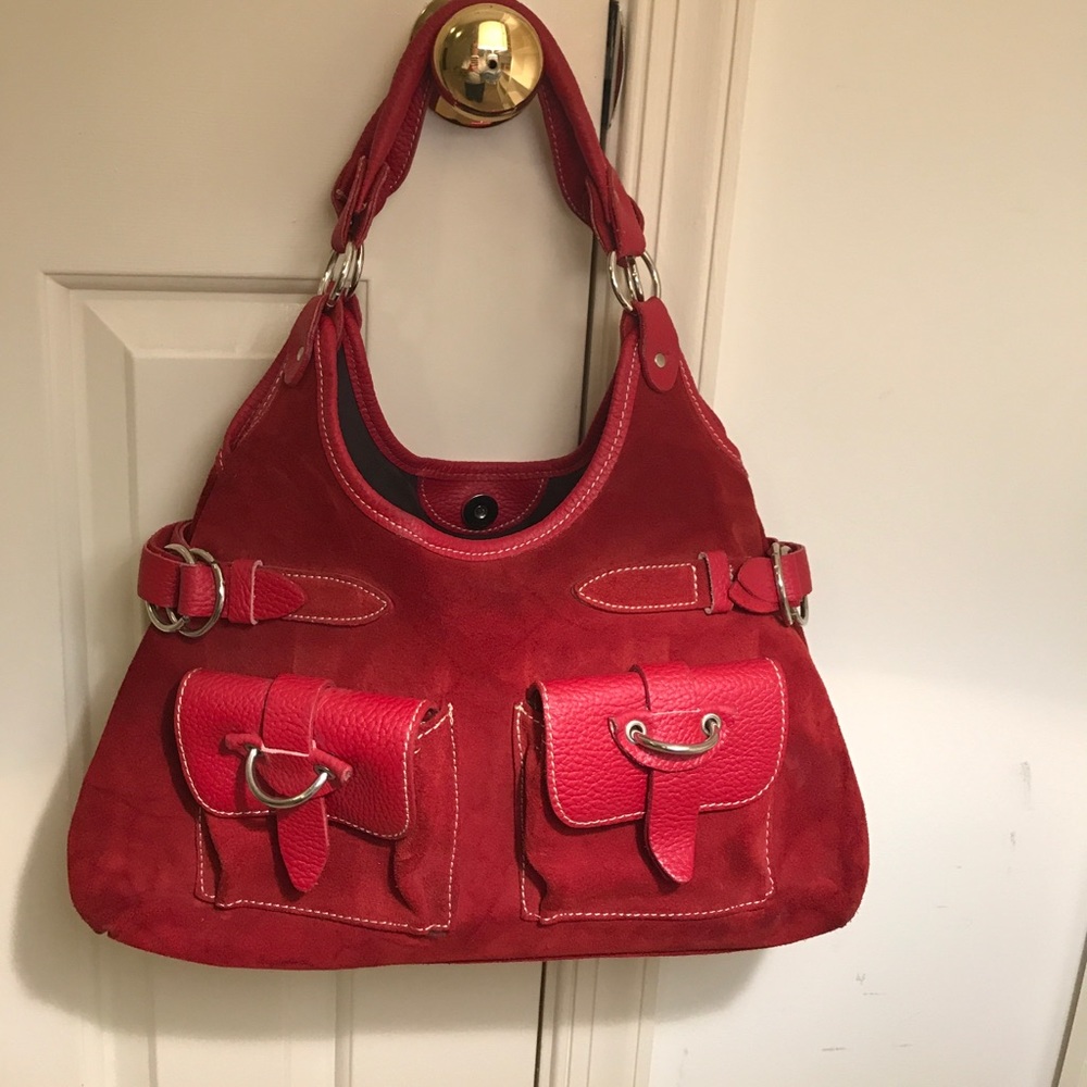 Italian Red Suede Handbag