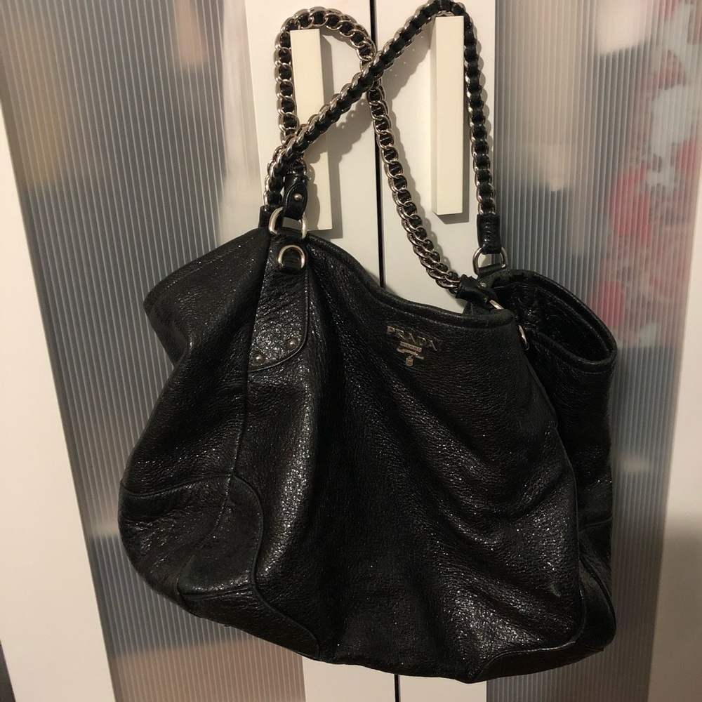 AUTHENTIC PRADA HOBO BAG WITH CHAIN