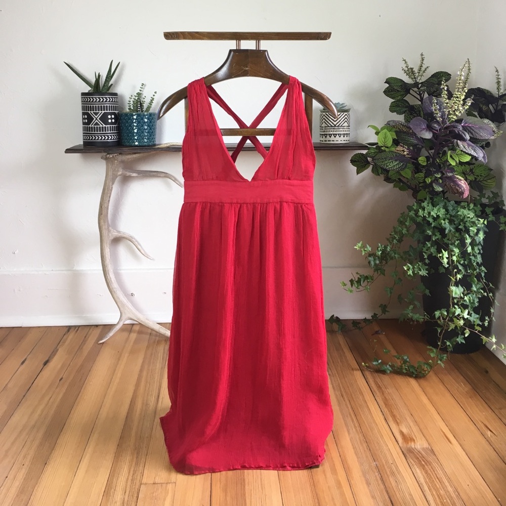 Red flowy dress